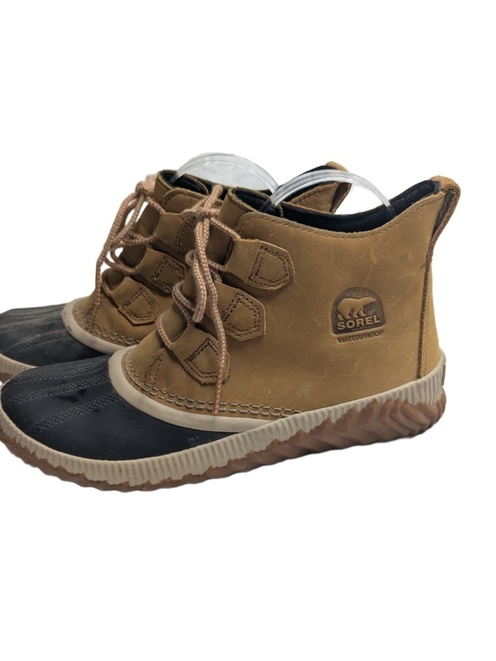 Sorel Women Out N About Ankle Duck Boots Elk Tan Brown Waterproof Suede Size 8.5